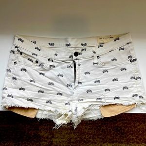 Rag & Bone motorcycle white denim shorts
